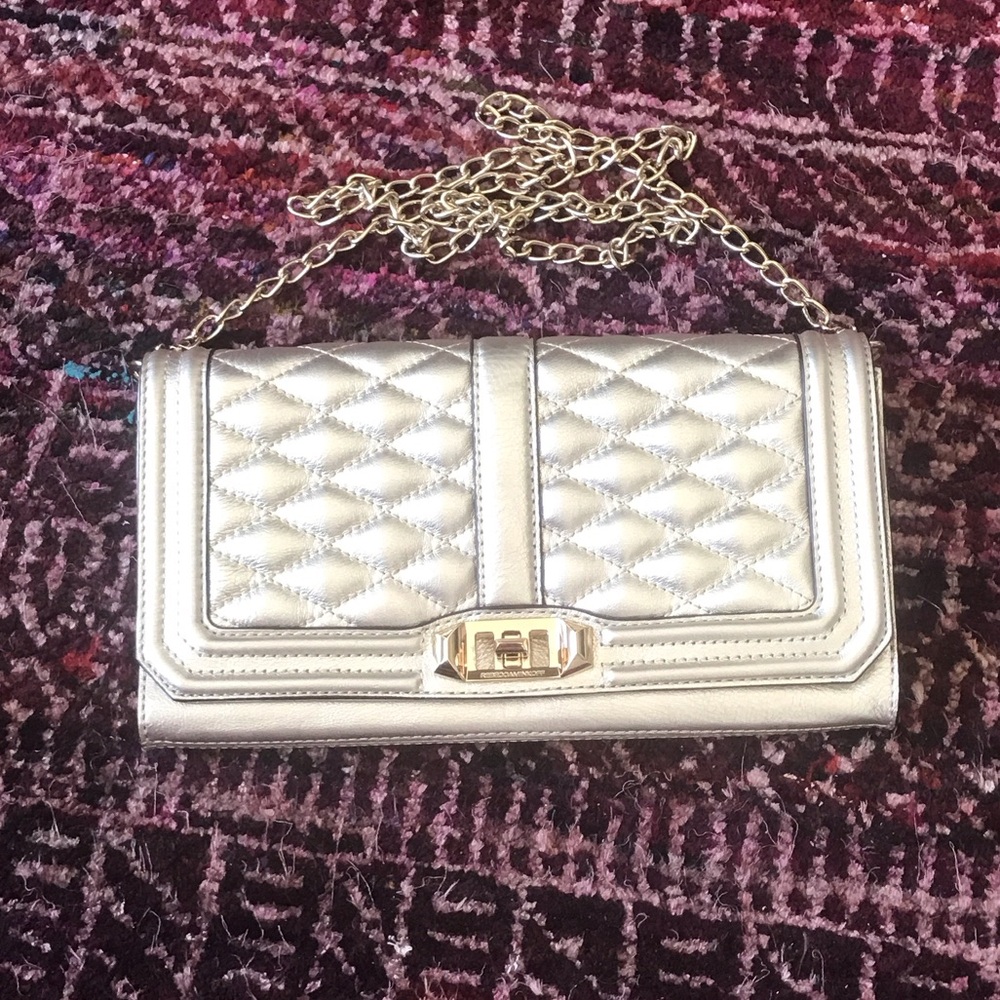 Rebecca Minkoff Metallic Quilted Shoulder Bag - gold